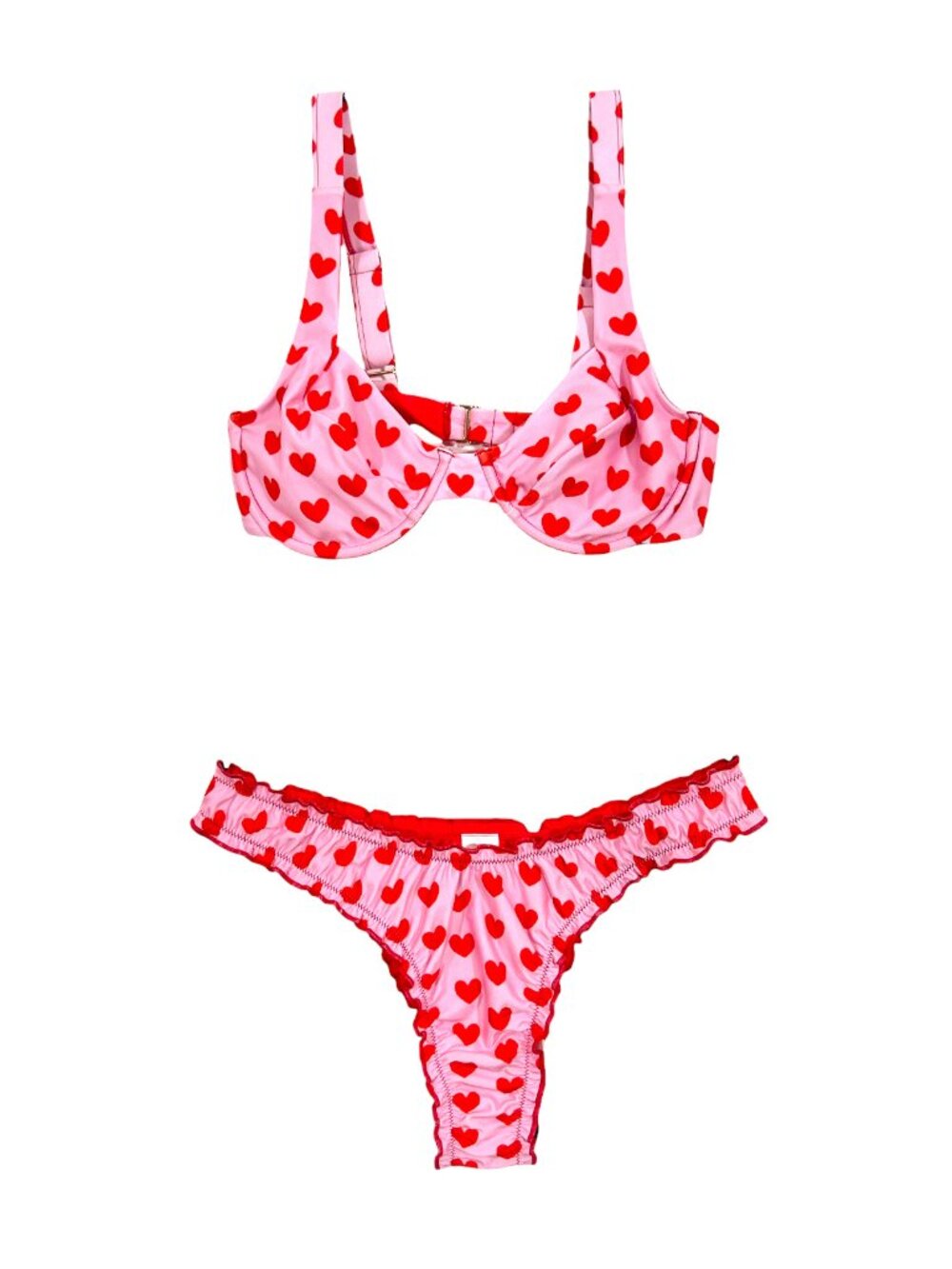 Strawberry Milk Mob Queen of Hearts Print Bikini Pink / Red Medium New